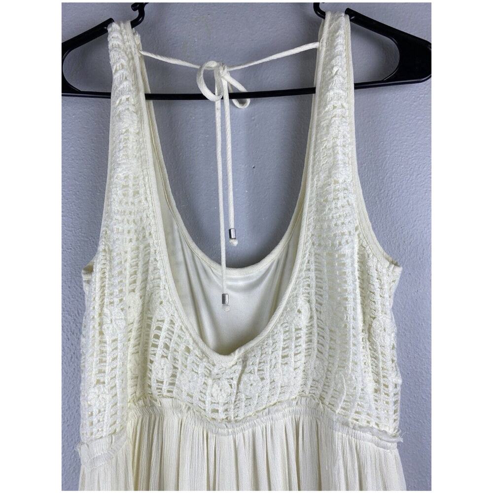 Ivory Crochet Lace Boho Wide Leg Jumpsuit Resort Beach Cover Up - Picture 4 of 13
